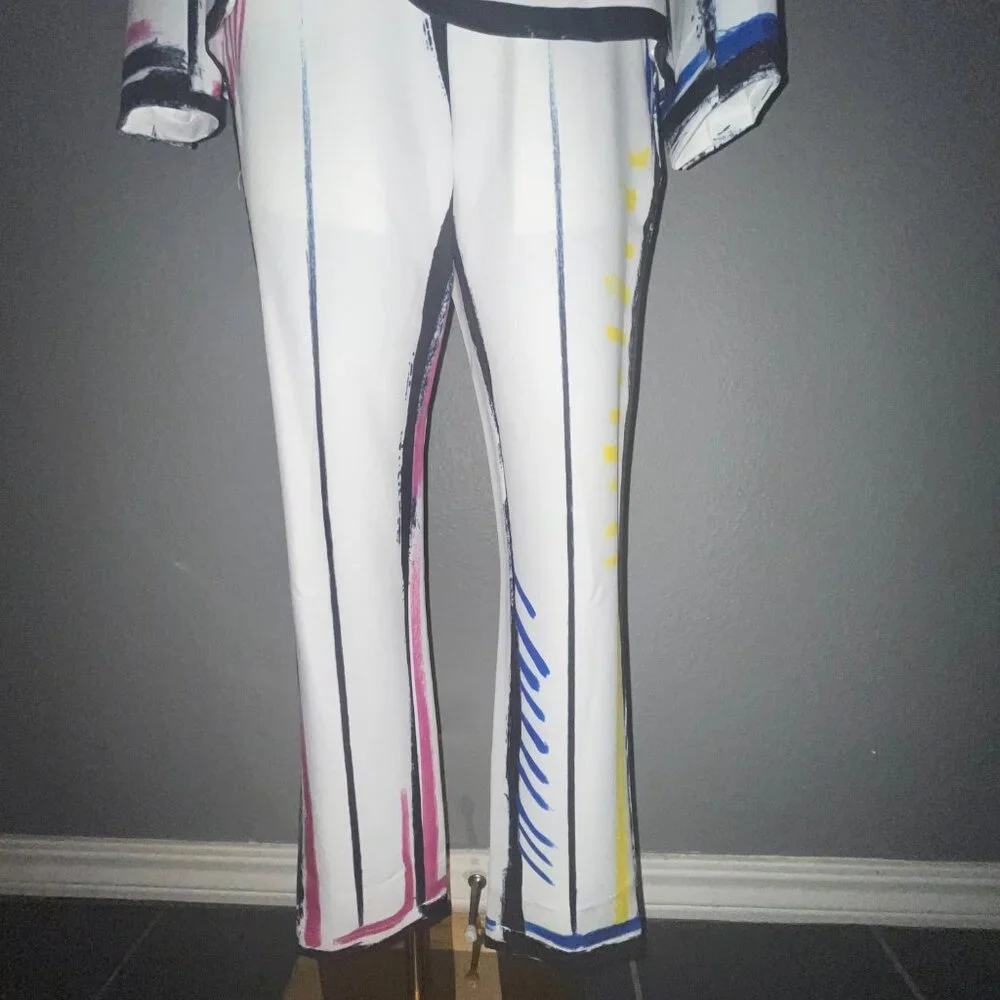 L'ATISTE COLOR ME BAD ARTSY PANTS SUIT GRAPHIC PAINTED CONTRASTING OUTLINE - S - Picture 5 of 16